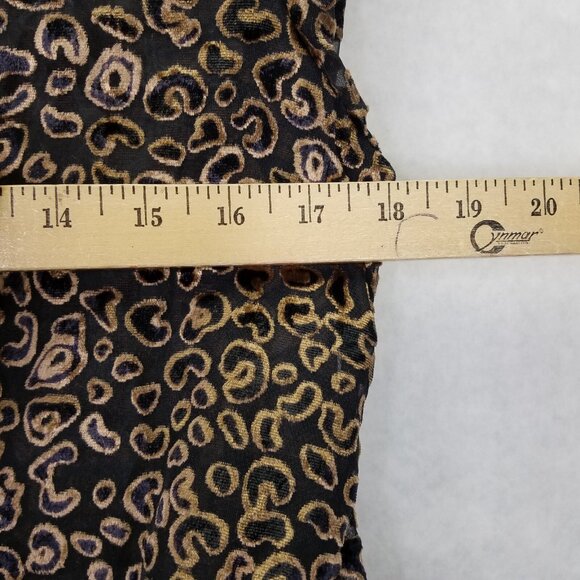 Vintage Havana Ruffle Blouse Women's M Velvet Burnout Sheer Leopard Smocked Back - Picture 15 of 16